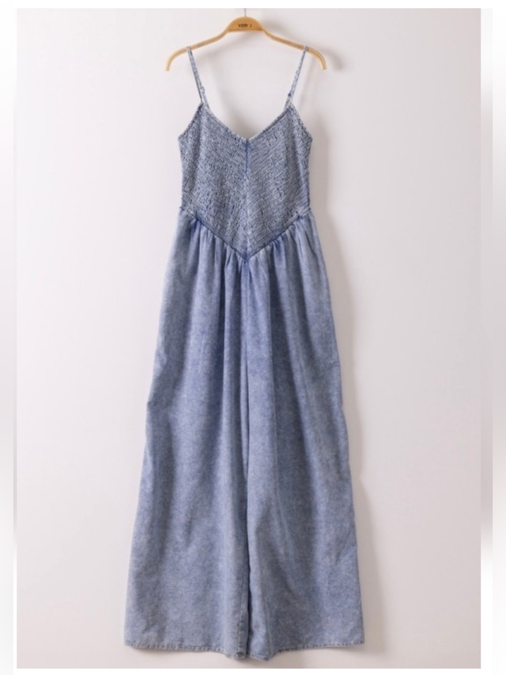 Very J Light Blue Denim Jumpsuit